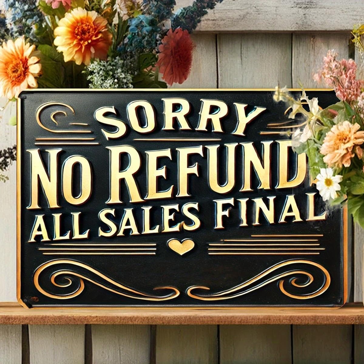 TEMU This Vintage Style Plate Sorry, Everything Is Final- 7 87 X11 81 Inch Decorative Wall Artwork, Suitable For Home, Bar, Cafe, Garage- Metal Plaque With Foil Carving, Indoor/outdoor Use-1pc