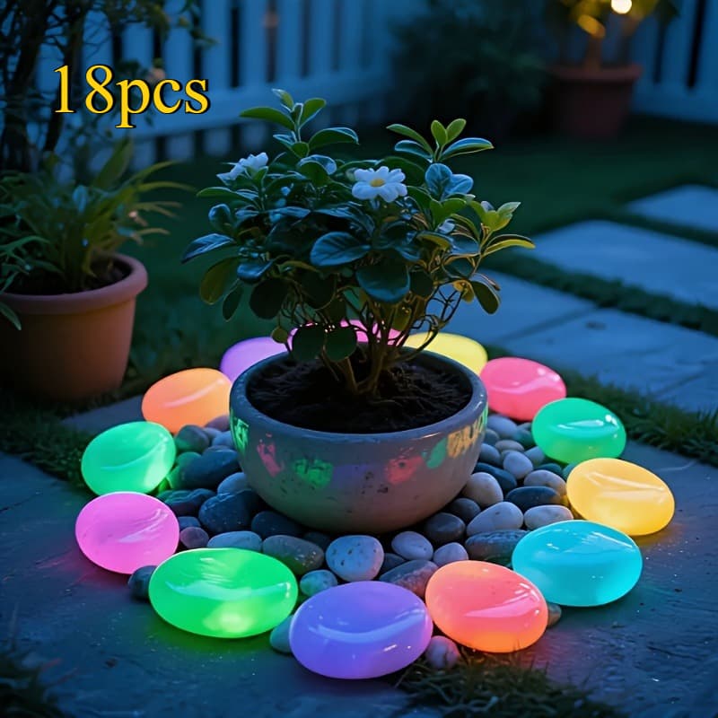 TEMU 18 Ultra Large Glowing Stones With A Diameter Of 4.5 Centimeters, Suitable For Garden Landscapes, Decorations, Starry Sky Landscaping, And Night , As Well As Home/ Outdoor Decorations