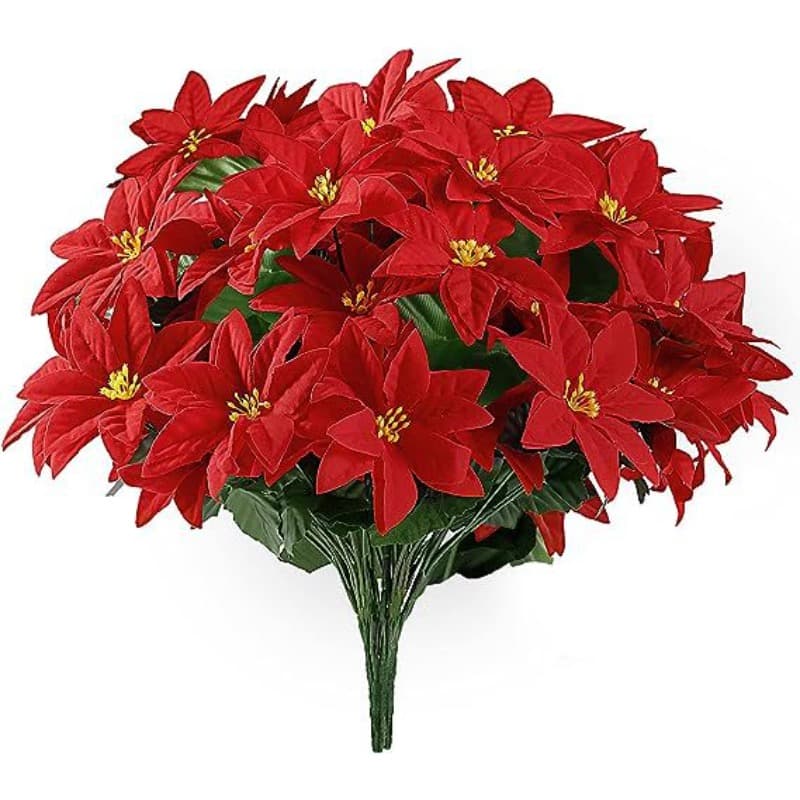 TEMU Realistic Artificial Christmas Flowers - Outdoor/indoor Fake Suitable For Christmas Decorations, Winter Table Centerpieces, & Window Sills - Plastic Flowers For Holiday Arrangements