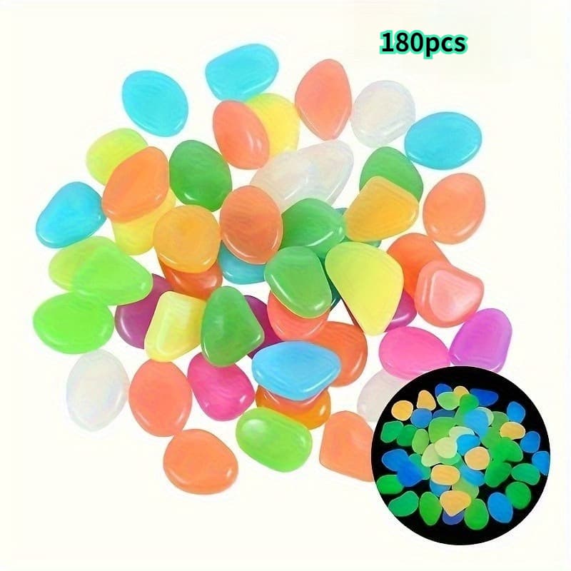 TEMU 180 -the-dark Stones | Colorful Resin Stones, Perfect For Gardens, Lawns, Aquariums, Weddings, And Decorations; Glow In The Dark | Made Of Plastic, Lightweight (0.08 Lbs)