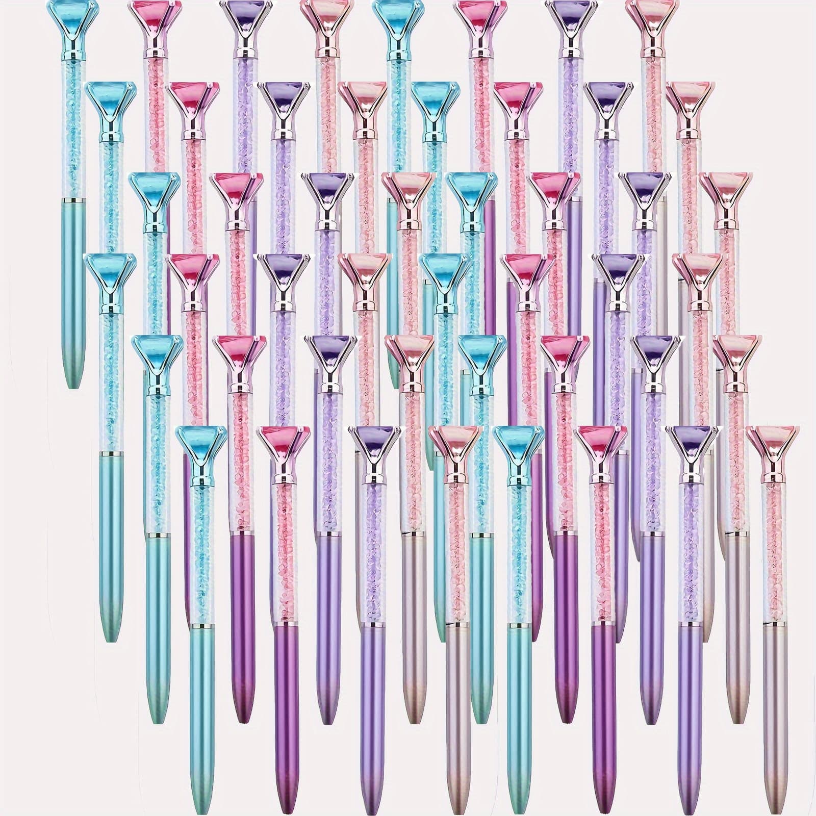 TEMU 48-pack Large Pens, Retractable Ballpoint Pens, Gemstone Pens, Black Ink, Office Supplies, Ladies, Wedding Party