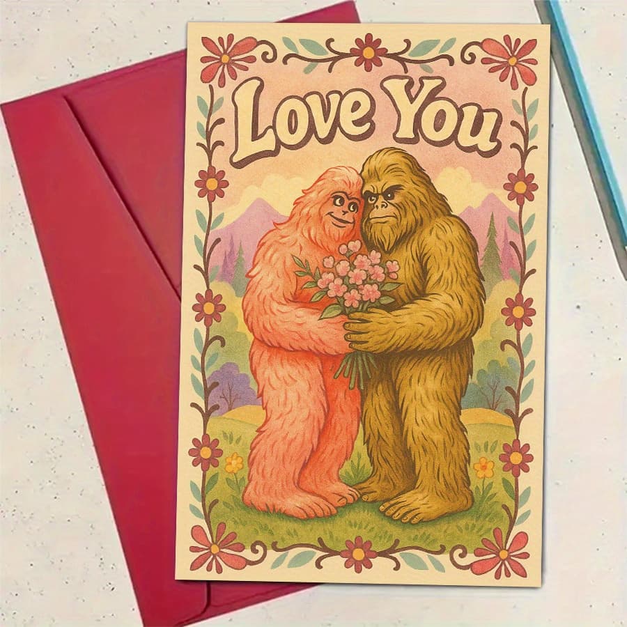 TEMU 1pc A Romantic -themed Love Card Suitable For Couples Celebrating An Anniversary Or Valentine's Day, Complete With An Envelope