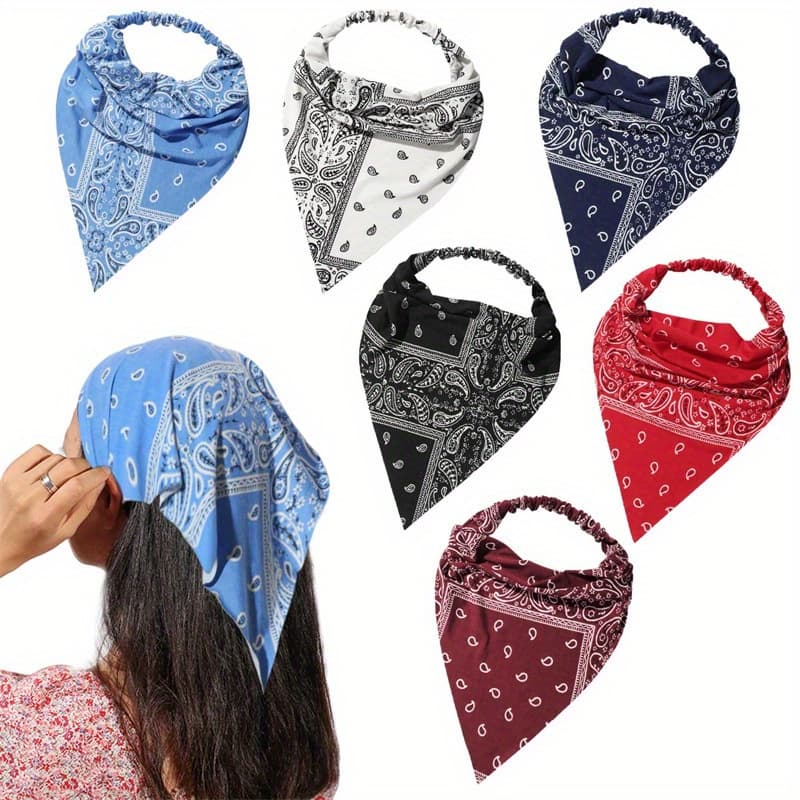 TEMU 6pcs Hair Bandanas Head For Women Tie-back Boho Hair Scarf Headband Bandana Head Scarf