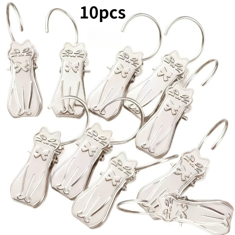 TEMU 10/20pcs Cat Shaped Curtain Clips Bohemian Style Wrought Rings Can Secure Curtains And Shower Curtains