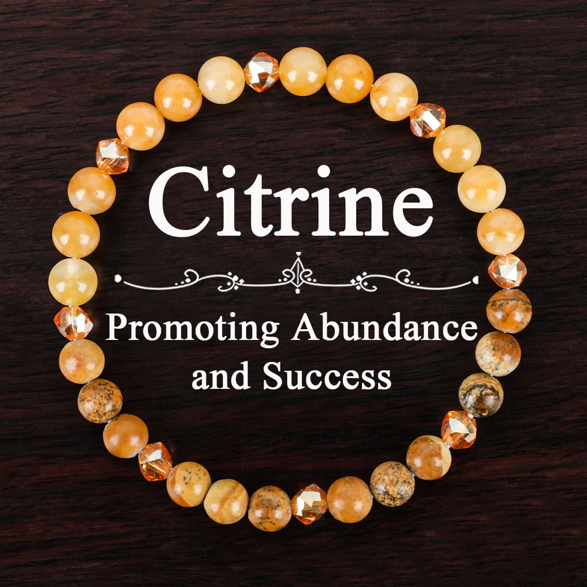 TEMU 1pc Citrine Stone Beaded Bracelet, 6mm, Handcrafted Jewelry Gift For And Success, Unisex, For Men And Women