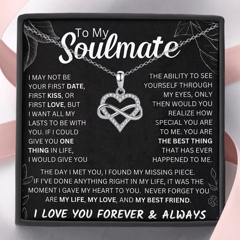 TEMU To Heart Necklace With Card & Box, Anniversary Gift For Her, Wife Girlfriend Gift