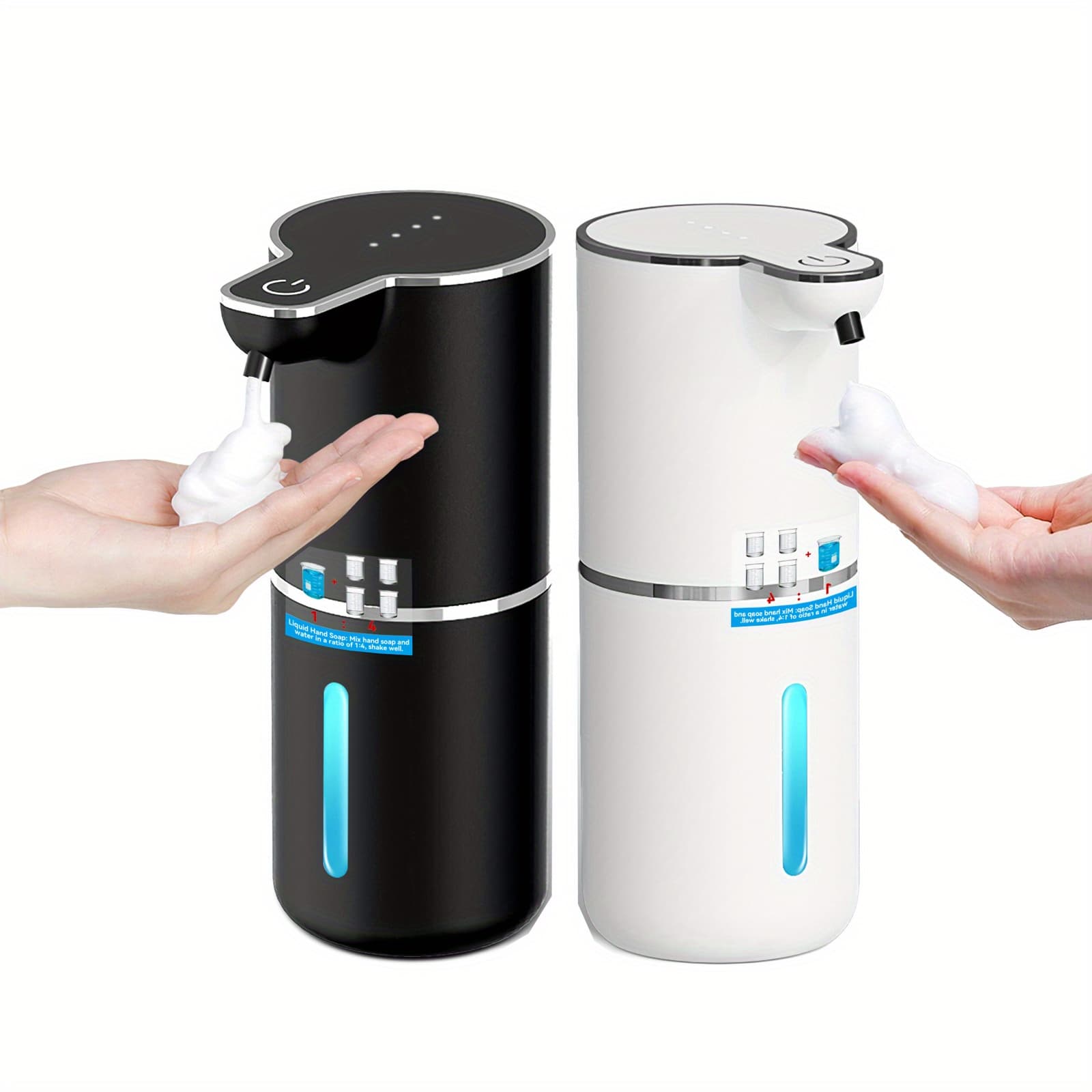 TEMU Hotu 2 Pack Automatic Soap Dispenser Kit, 12.85oz/ 380ml Foaming Soap Dispenser, Wall Mounted/ Desktop, Touchless, Rechargeable, Suitable For Bathroom, Kitchen, Office, School And More