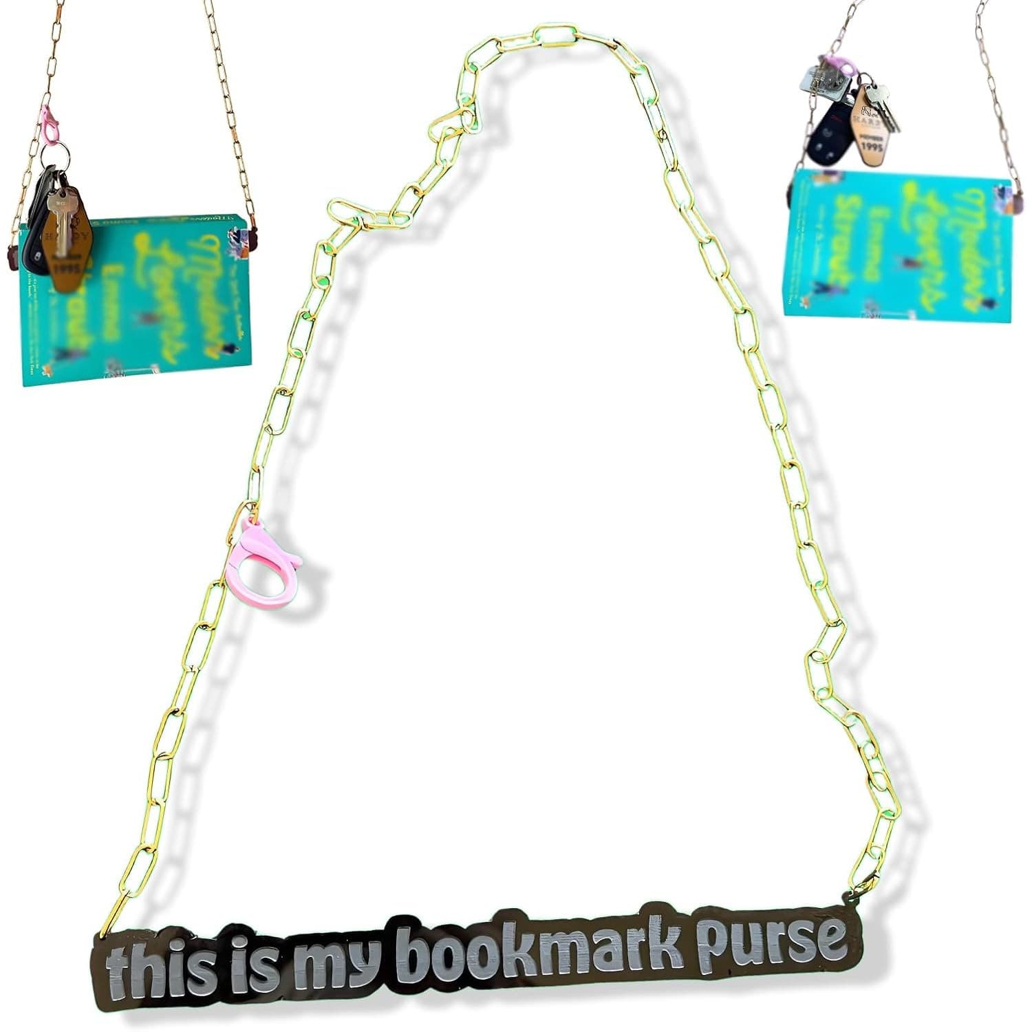 TEMU Bookmark Purse Strap, Acrylic Bookmark Purse With , Functions Bookmarks, But A Purses Strap Hung Keychains Car Keys
