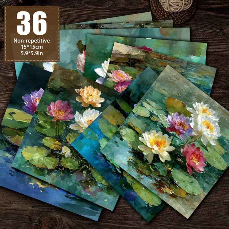 TEMU 36 Sheets Of Non-repeating Paper, Decorative Paper, Material Paper, Craft Paper, Journal Paper Suitable For Background Card Pad Handmade Background Decoration Greeting Card Making Vintage Journal