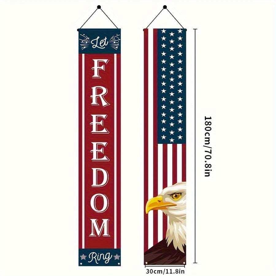TEMU A Pair Of Patriotic American Flags- "" Eagle Pattern Porch Decoration, Suitable For , Memorial Day, And Labor Day- Indoor And Outdoor Yard Decoration