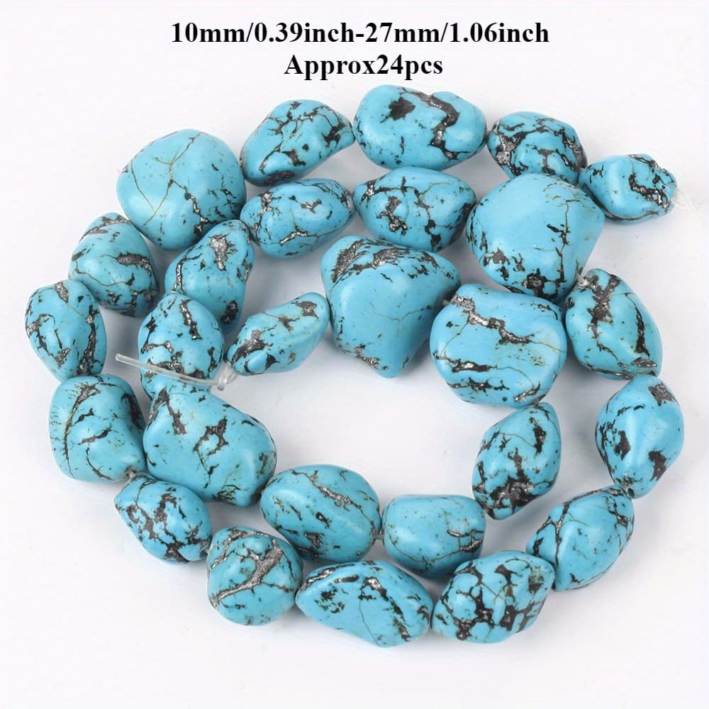 TEMU Natural Turquoise Stone Beads - Turquoise Gemstones, Irregular Rough Beads 10-27mm For Making, Necklace, Bracelet, Earring Accessories - Beads For Women' Crafts & Gifts (no Plating)