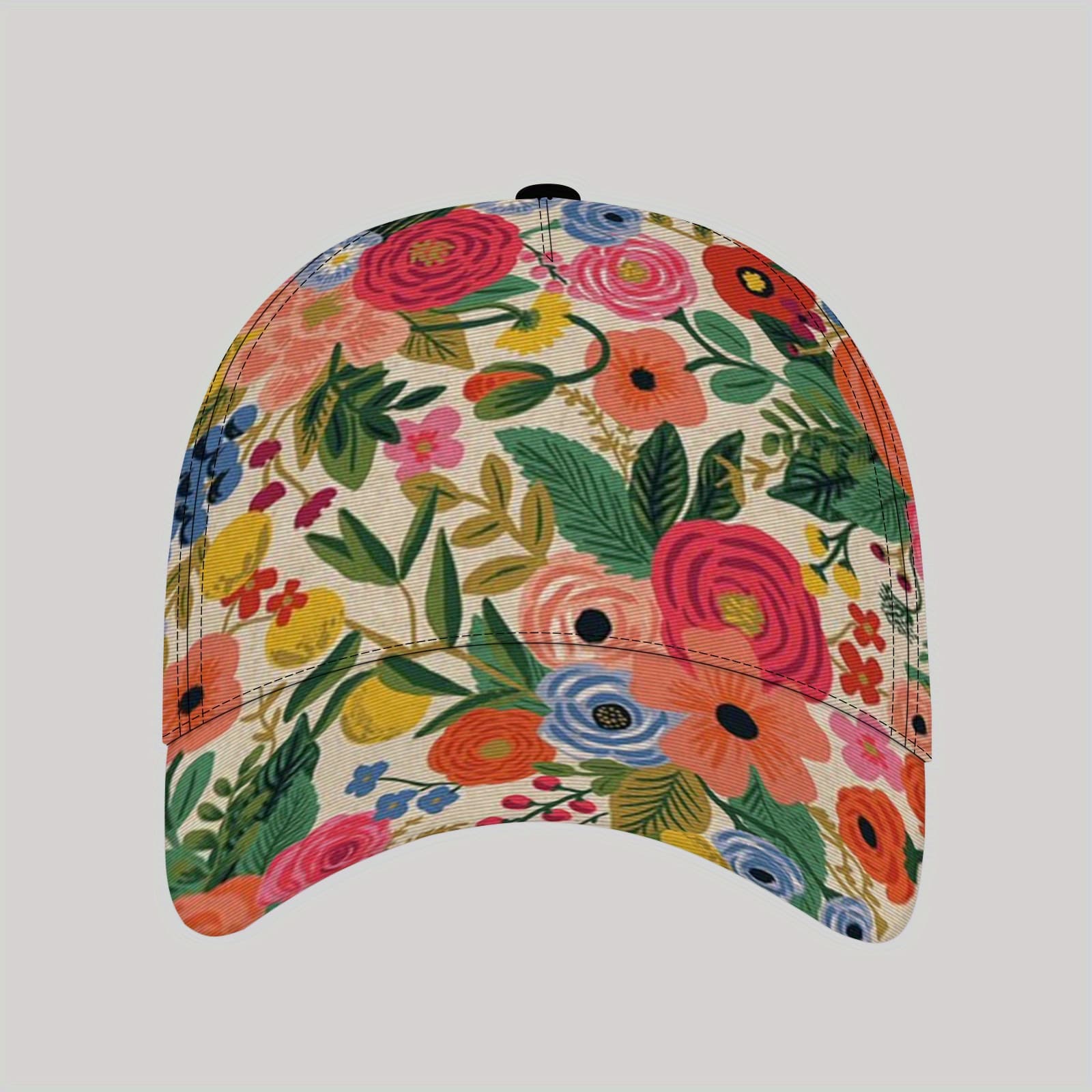 TEMU Floral Baseball - Lightweight, Adjustable Hip-hop Sun Hat For Beach, Outdoor Activities And Fishing - Design, Polyester, Hand Washable, Fishing Hat