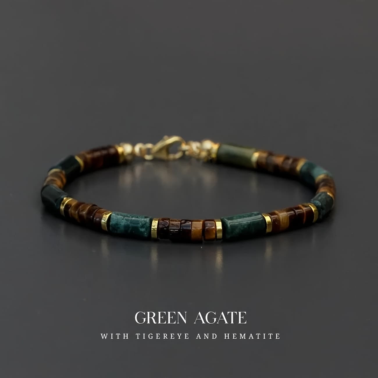 TEMU This Men's Bracelet Features Moss Agate And Tiger Eye Beads, Symbolizing Strength, , And Wealth. Perfect For Social Events, Celebrations, And Everyday Use. Handmade, It An For Holiday Gifts