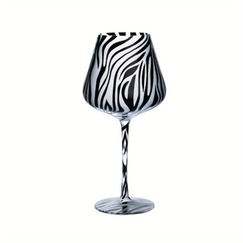 TEMU Hand- Zebra Pattern Wine Glass Party Gift Decorative Cup