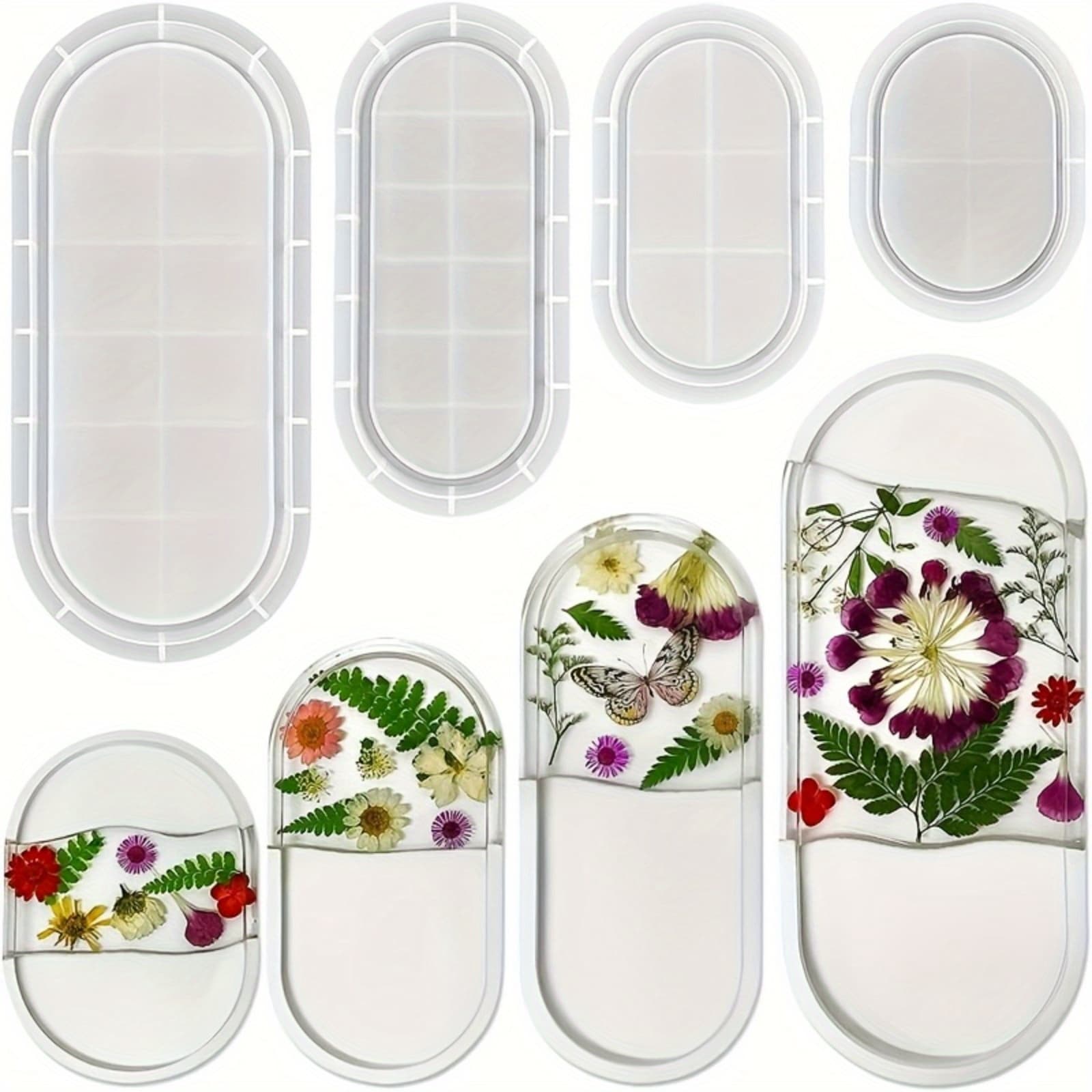 TEMU Silicone Molds, Set Of 4 Oval Tray Molds, Jewelry Holder Resin Mold Silicone, Silicone Storage Molds For Diy Resin, Clay, Gypsum, Perfect For Home Decor