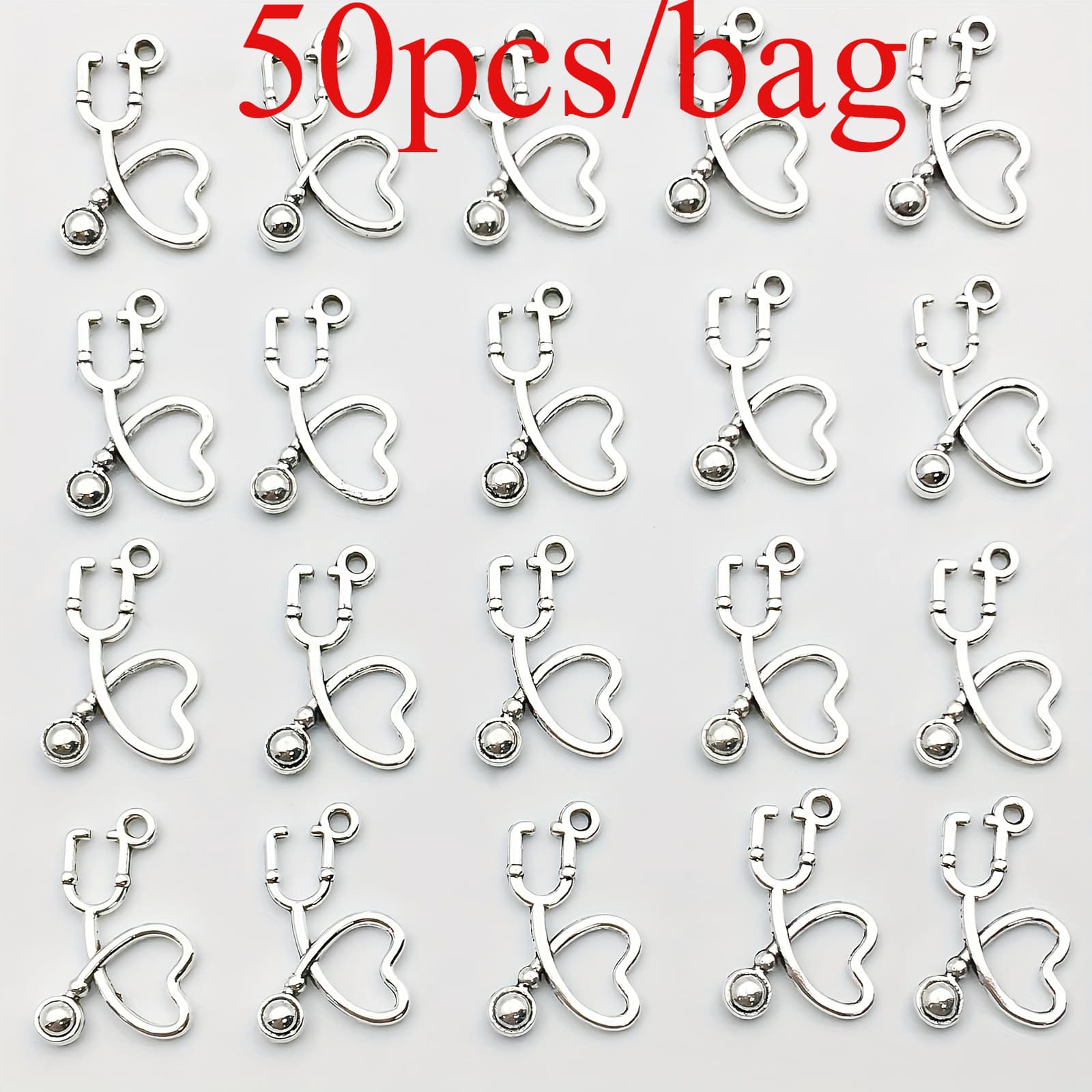 TEMU 50pcs/bag 14×21mm Alloy Stethoscope Charms, For Necklaces, Bracelets, Earrings And Jewelry Making