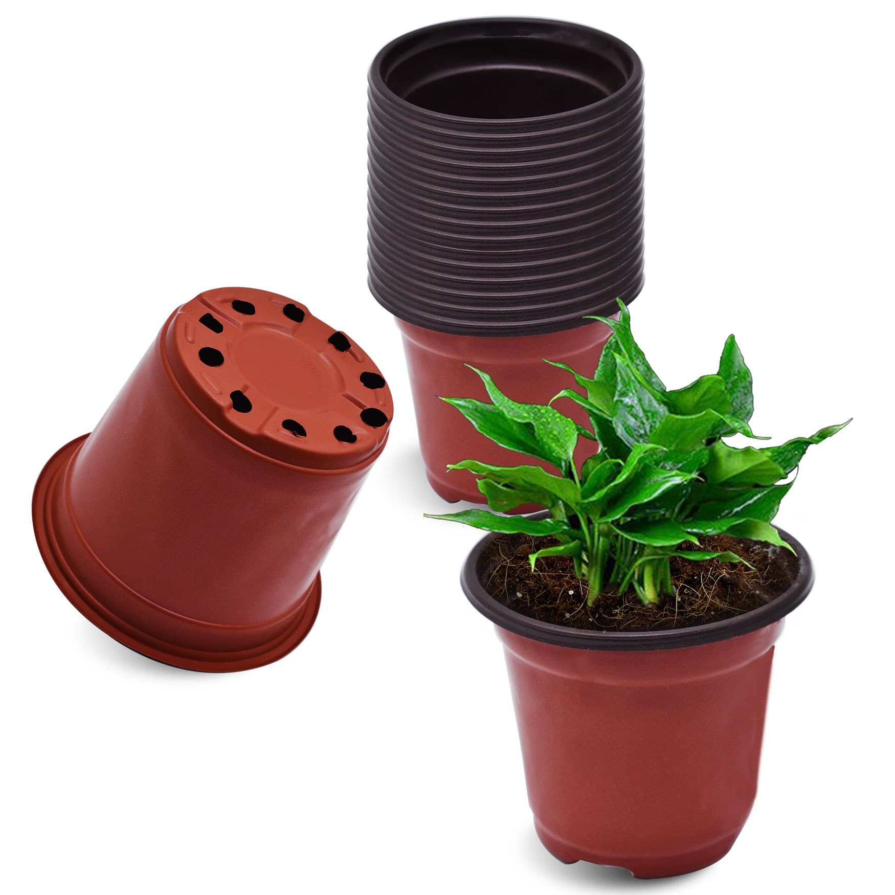 TEMU Pack Of 100 Versatile 5.9-inch Nursery Pots Made Of Soft Plastic, Suitable For Starting Seeds And Used For Indoor And Outdoor Storage Organization