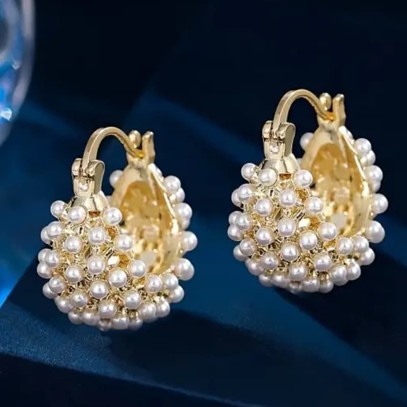 TEMU Women' Elegant French Style - Plated Hoop Earrings - Luxurious Wedding, Engagement & Birthday Jewelry Gift, Birthstone Hoops For Banquets & Special Occasions, Wear
