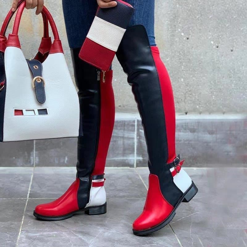 TEMU Women's Side- Heel Boots With Color-, Fashionable And Unique. Decoration Adds A Of Trend. Are Suitable For Occasions Such As Street And Parties., Women Shoes