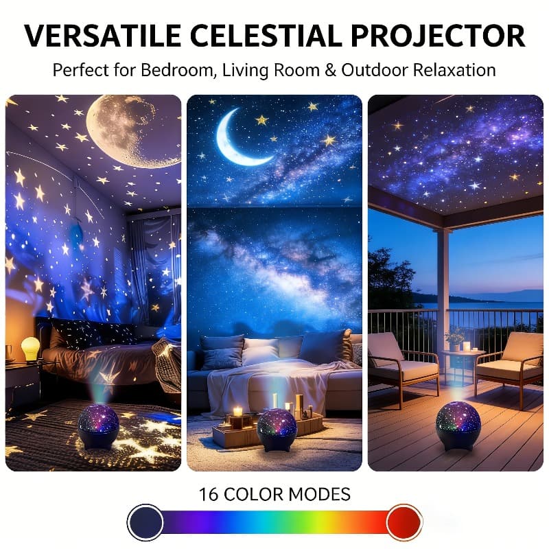 TEMU 1-pack/2-pack Rgb Smart Projector Light With Moon Projection Function, Usb Powered - Color-changing Starry Sky Moon Projector Light, Suitable For Bedside, Room, Party Ambiance, No Laser