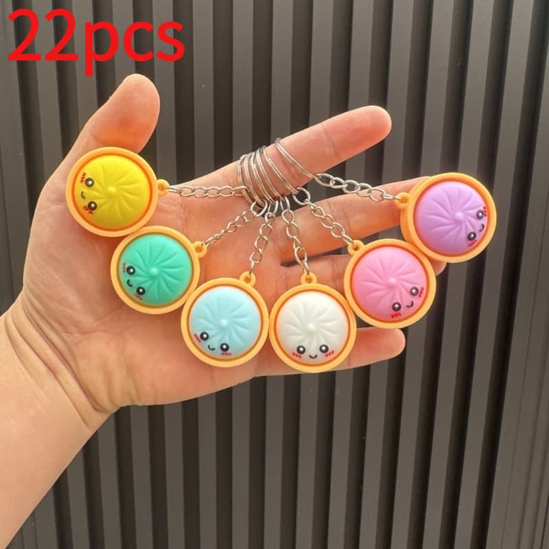 TEMU 22pcs Dumpling Keychain Set For Her Him, Cute Bao Bun Key Chain Bulk For Prizes Gift Bag Stuffers, Steamer Basket Dim Sum Keyring, Birthday Gift Treasure Box Prizes Random Color