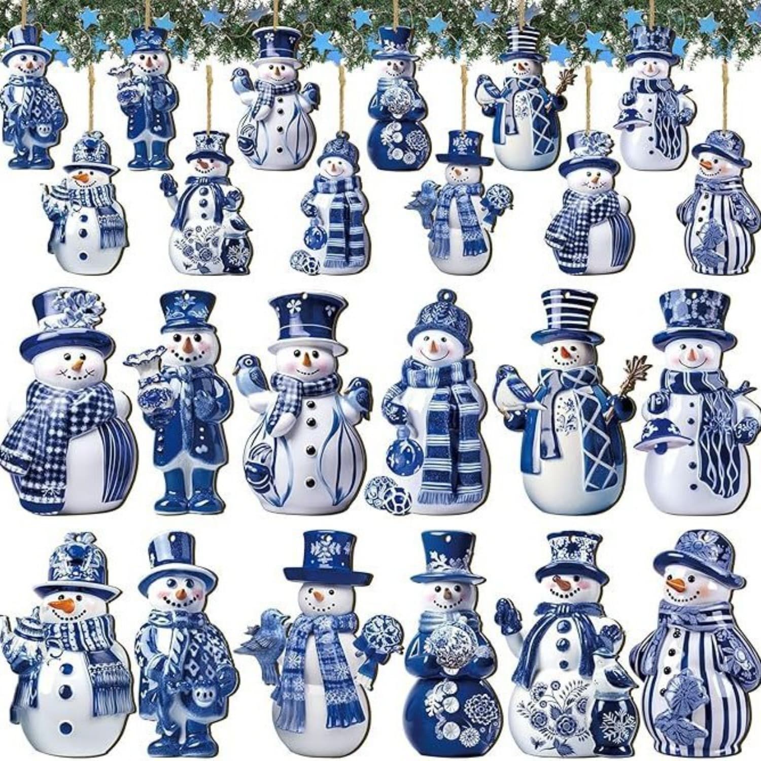 TEMU 24pcs Chinese Porcelain Ornament - Artificial Traditional Chinese Decorations Suitable For Christmas Trees, Holiday Hanging Decor (24pcs) - Elegant Cultural Tree Hanging Ornaments