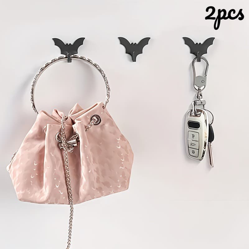 TEMU 2pcs Bat Hooks, Non-punching Non-marking Viscose Hooks, Bathroom Kitchen Wall Storage Hooks, Holiday Decoration Hooks, Halloween Hooks, Utility Hooks