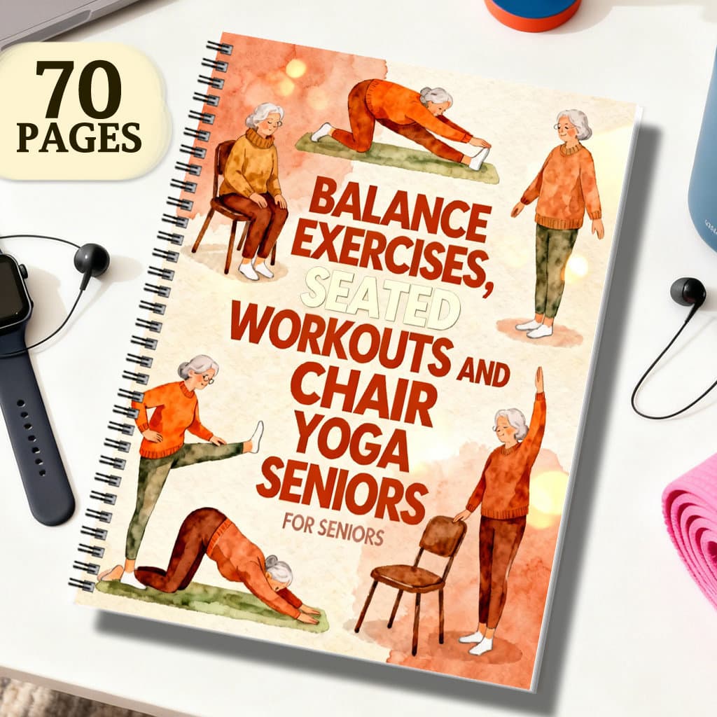 TEMU Warm- Illustrations Elderly Sitting/balance Exercises With Headphones And Watches For A Scene, 70-page Challenge Book/ Fitness Weight Loss Habit Diary/daily Planner/exercise