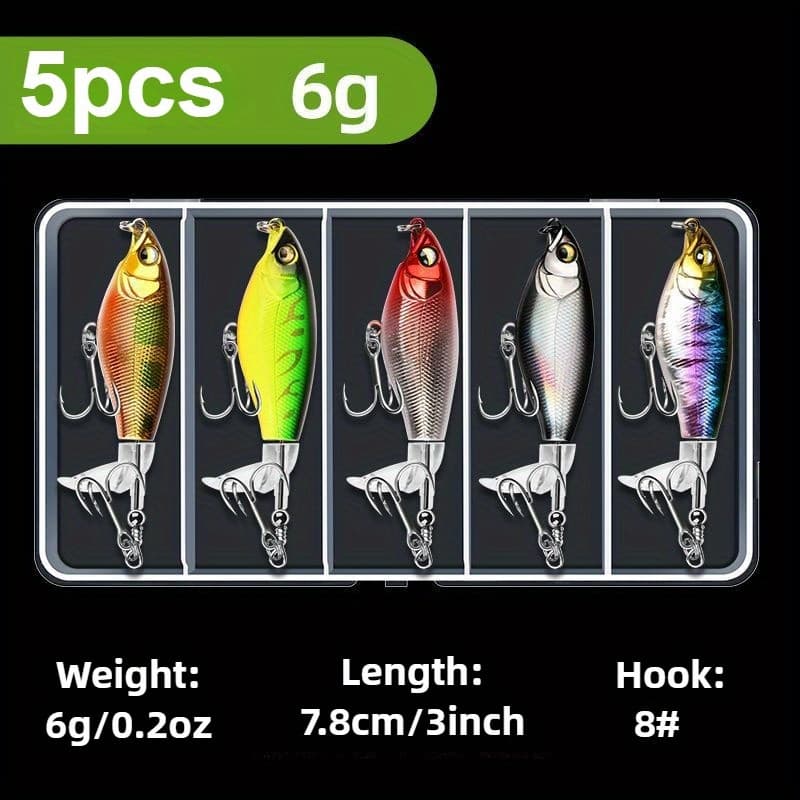 TEMU 5pcs Topwater Floating Propeller Lures Slow Sinking Hard Bait Swimbaits For Freshwater Surface Splash Casting 0.2-0.4oz/ 6g-12g