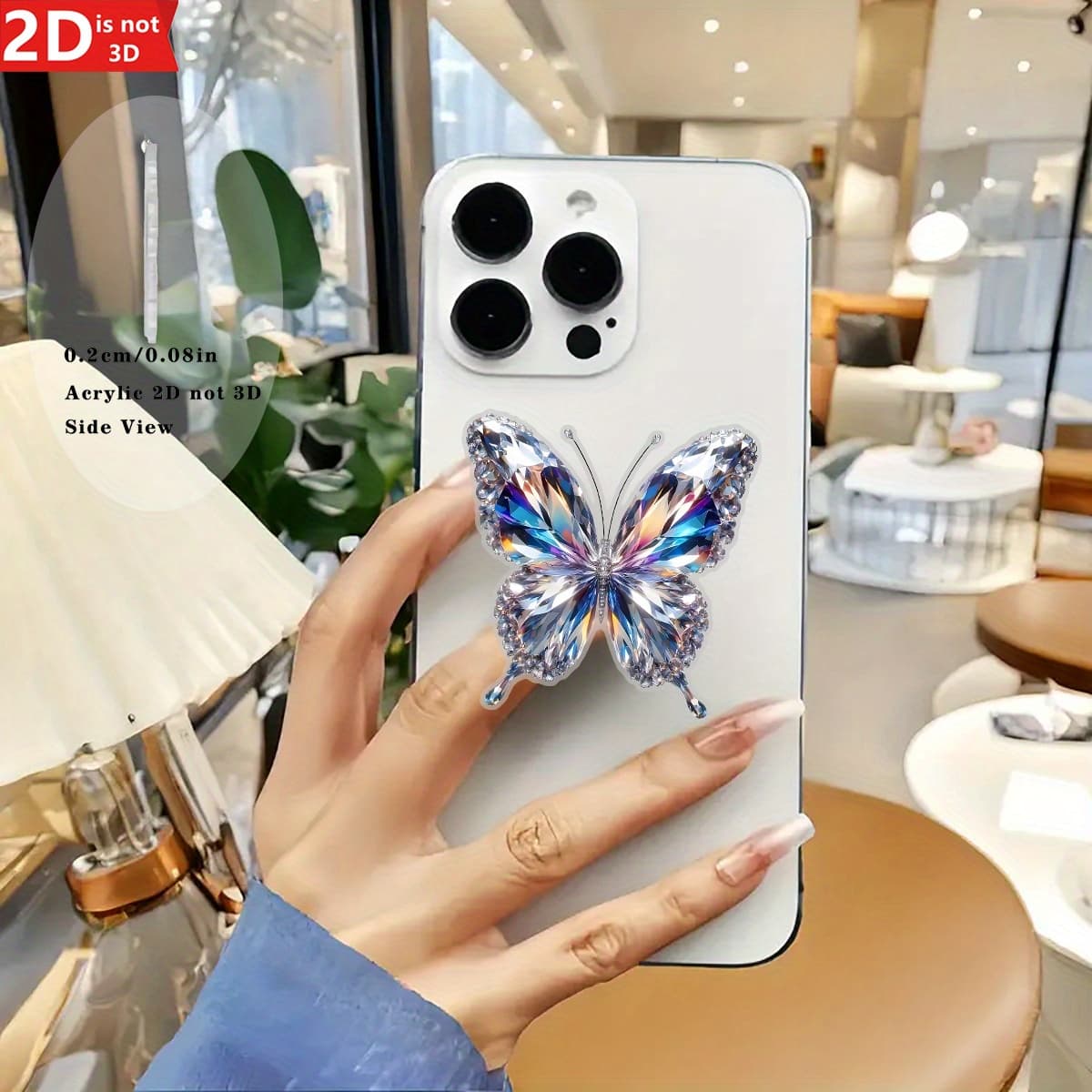 TEMU 2d Flat Stylish Cute Acrylic Retractable Mobile Phone Holder, -up Mobile Phone Holder, 2d Flat