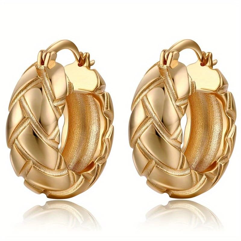 TEMU Vintage Earrings Middle Eastern Style Golden Hoop Earrings For Women Daily Casual Party Wedding Banquets Jewelry