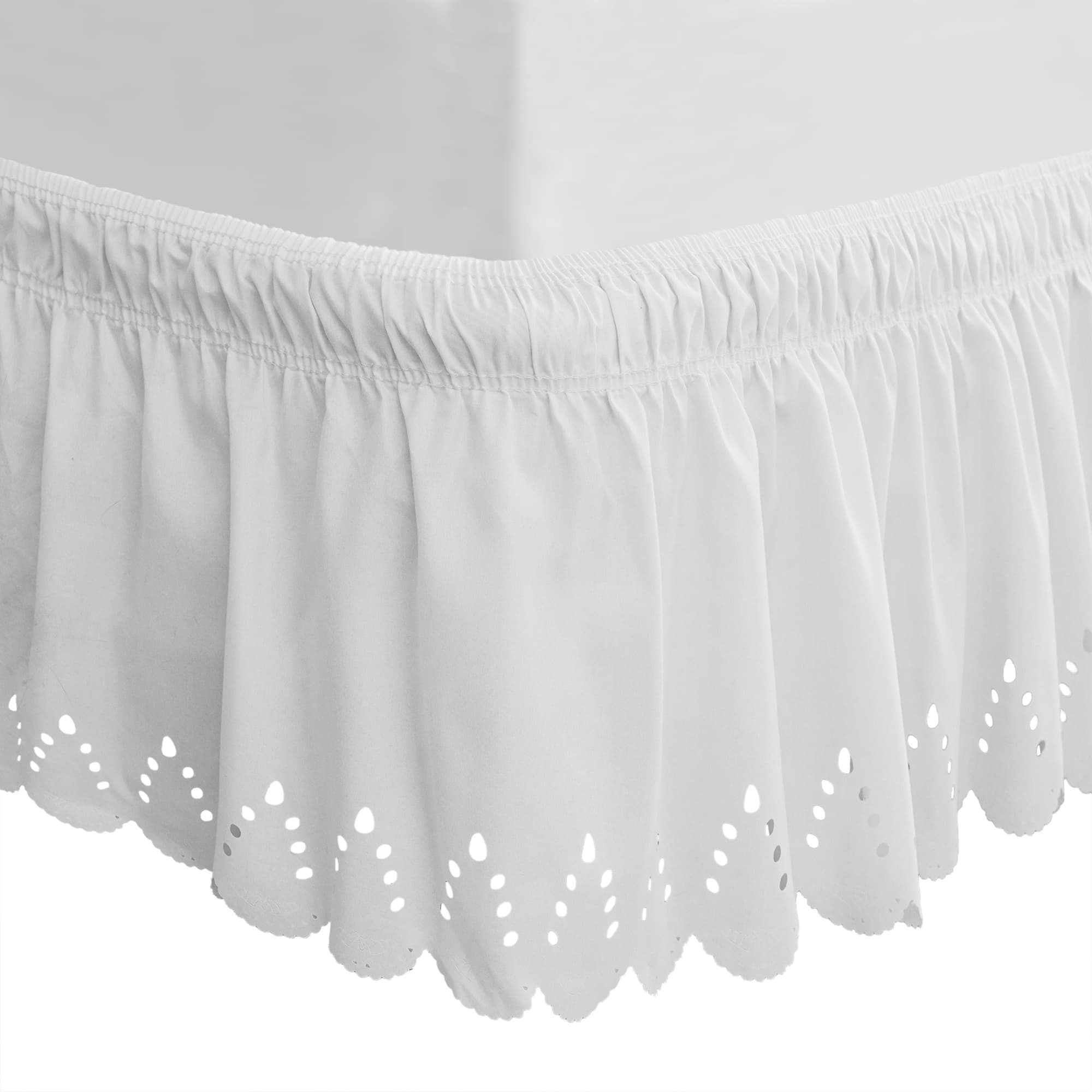 TEMU 14 Inches (. 36 Cm) Elastic Eyelet Surround Bed Skirt, Drop White Adjustable Bed Cover 1pc, Embossed Bed Skirt, Corner Slits, , Soft Wrinkle And Fade Resistant (white)
