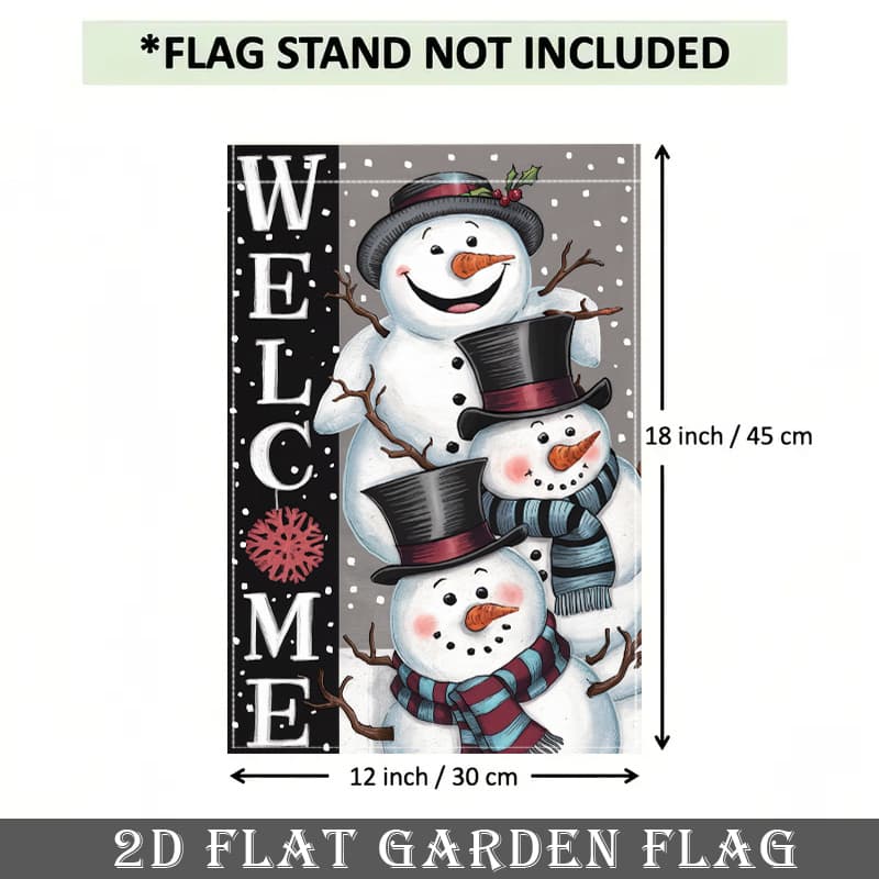 TEMU 2d Flat, 2d Flat Banner, 1pc Snowman Design Garden Flag, Black Red , Double-sided Durable Outdoor Home & Yard Decor, 12x18 Inch, No Pole Included, Yard Decor Patio Decor Holiday Decor., 2d Flat