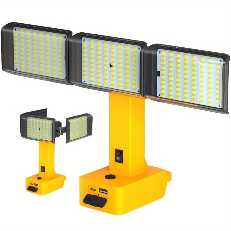 TEMU Portable Led Work Light For 20v/18v, 15w, Featuring Low Voltage Protection, Ideal For Outdoor Use, With Usb And Type-c Charging Options