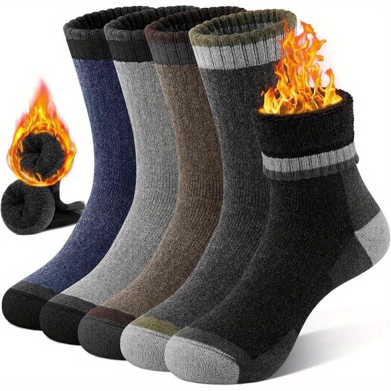 TEMU 5pairs Wool Wool Socks For Men Women Hiking Thermal Warm Socks Thick Cushion Moisture Wicking Socks 5 Pairs