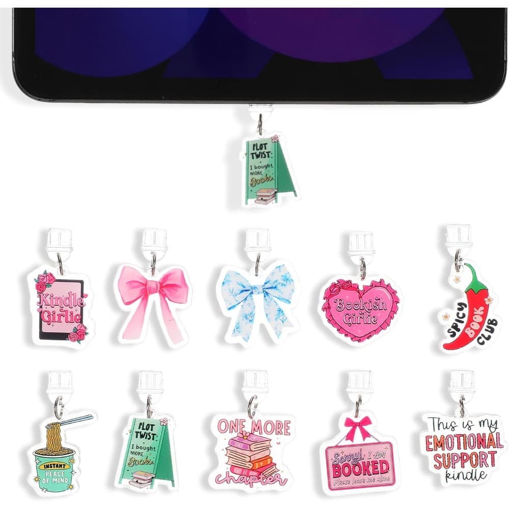 TEMU Creative Dust Plugs 10pcs, Book Lover Type-c Pendant, Cute Reading Companion, Teacher Student Girly Gift