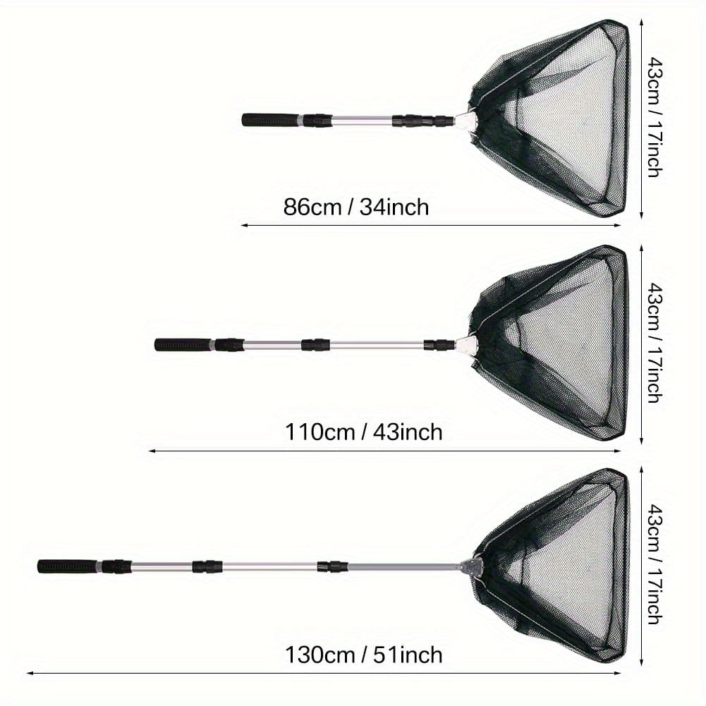 TEMU Version Landing Net Fishing Foldable [51in/ 74.8in] With Telescopic Pole Handle Landing Net Fishing Landing Net
