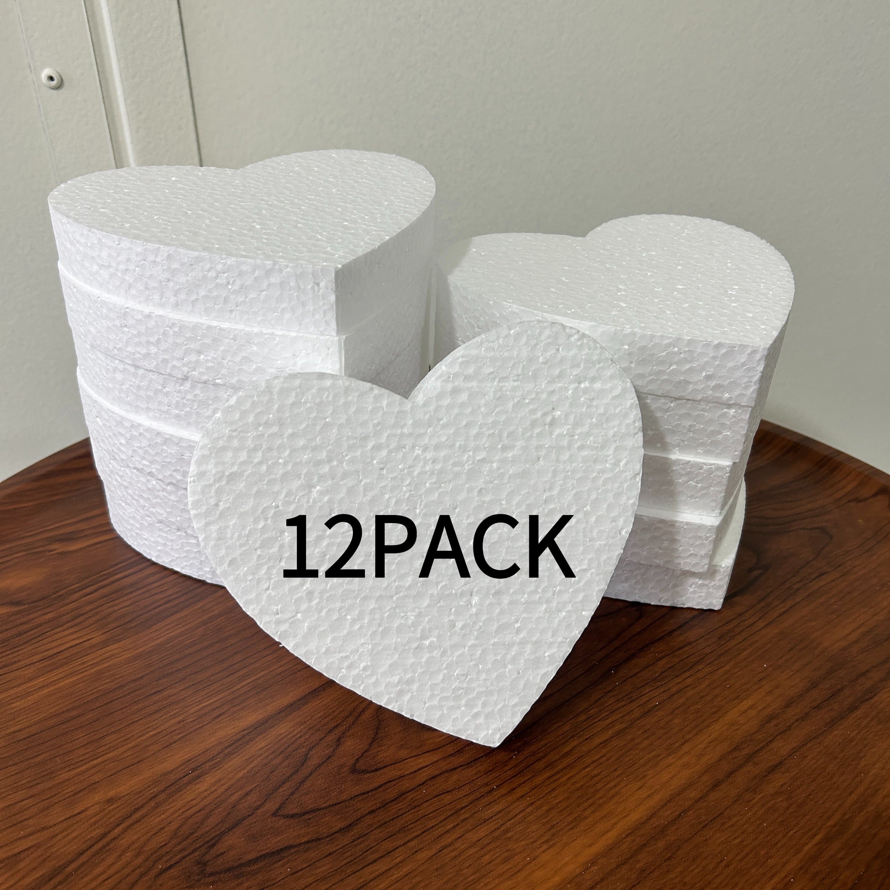TEMU 12-pack 6-inch Thick Heart-shaped Foam - Heavy-duty 1-inch Thick Craft Foam, Suitable For Projects, Sculptures, Modeling, Floral Arrangements, Valentine's Day Decorations
