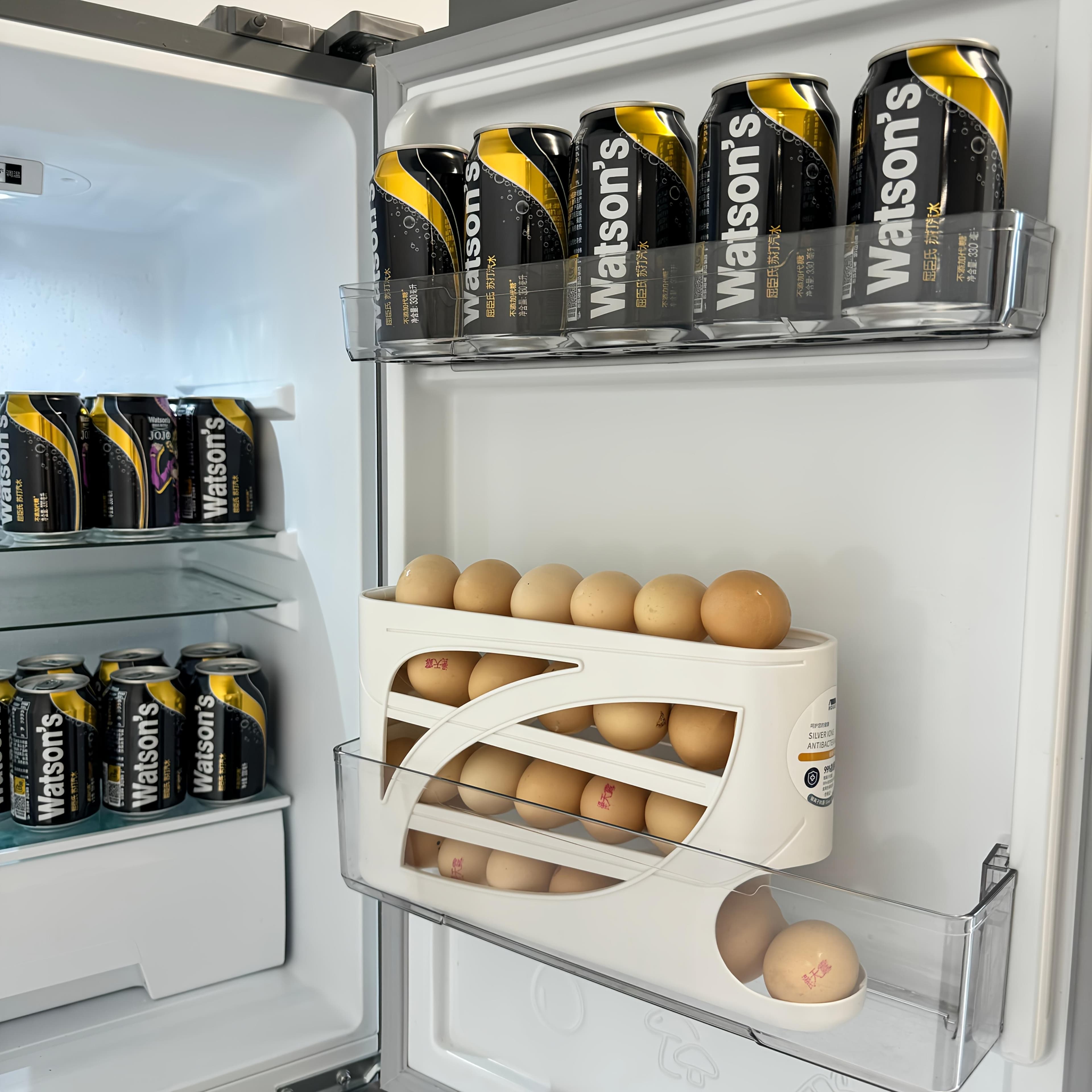 TEMU 1pc Rack- Space-saving Side Door Design, Holds 30 Eggs, Smooth& Shiny Finish, Convenient Handle, Suitable For Kitchen& Refrigerator Storage| Modern Kitchen Accessory| Durable Plastic Material