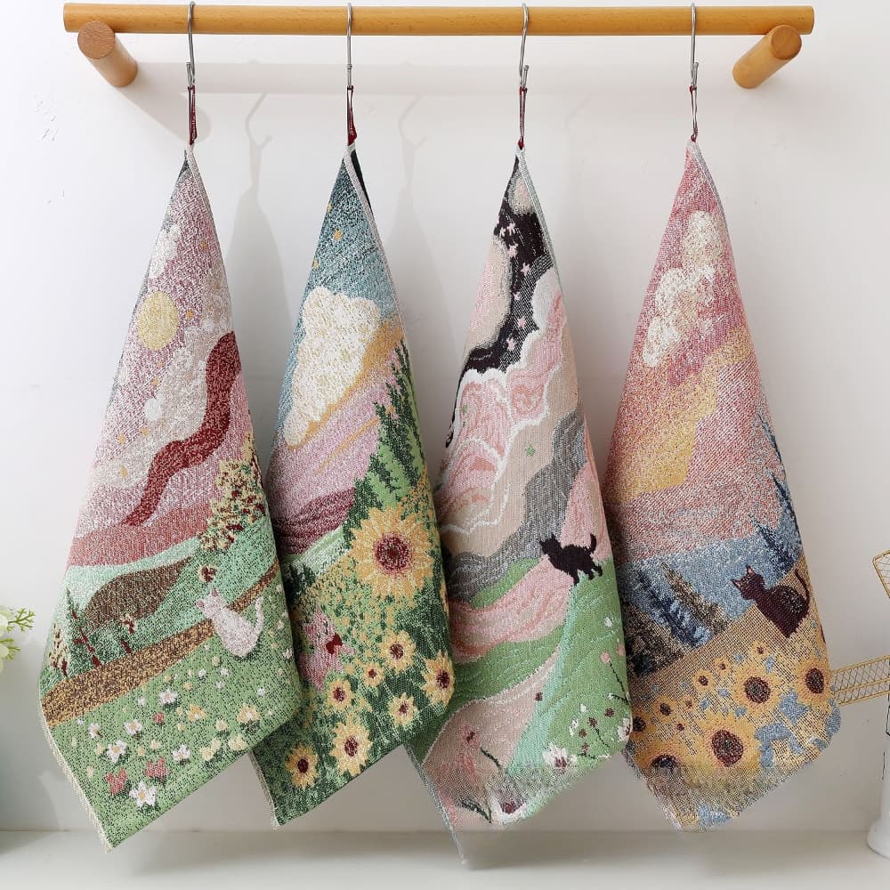TEMU 4pcs 4 Layer Pure Flower Handkerchief | Thick And Soft Dishwashing And Hand Towel | Versatile Gauze Towel