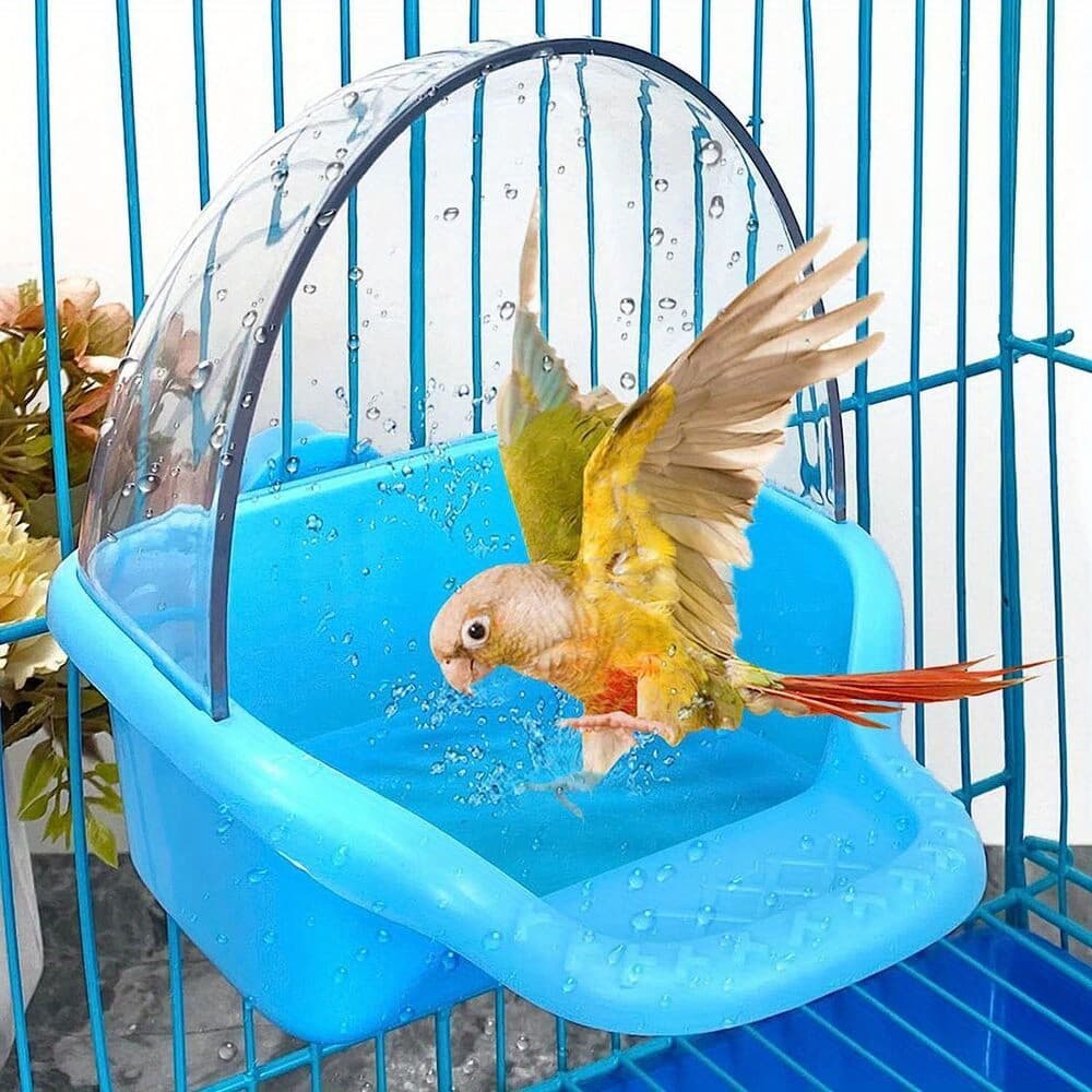 TEMU 1pc Bird Feed Box Large Capacity Parrot Feeder Trough Feeder -proof