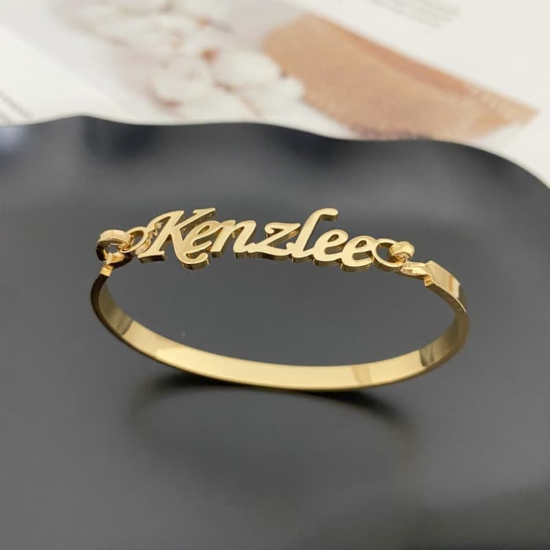 TEMU Personalized Golden Name Bracelet, Custom Name Bangle, Customized Jewelry Piece