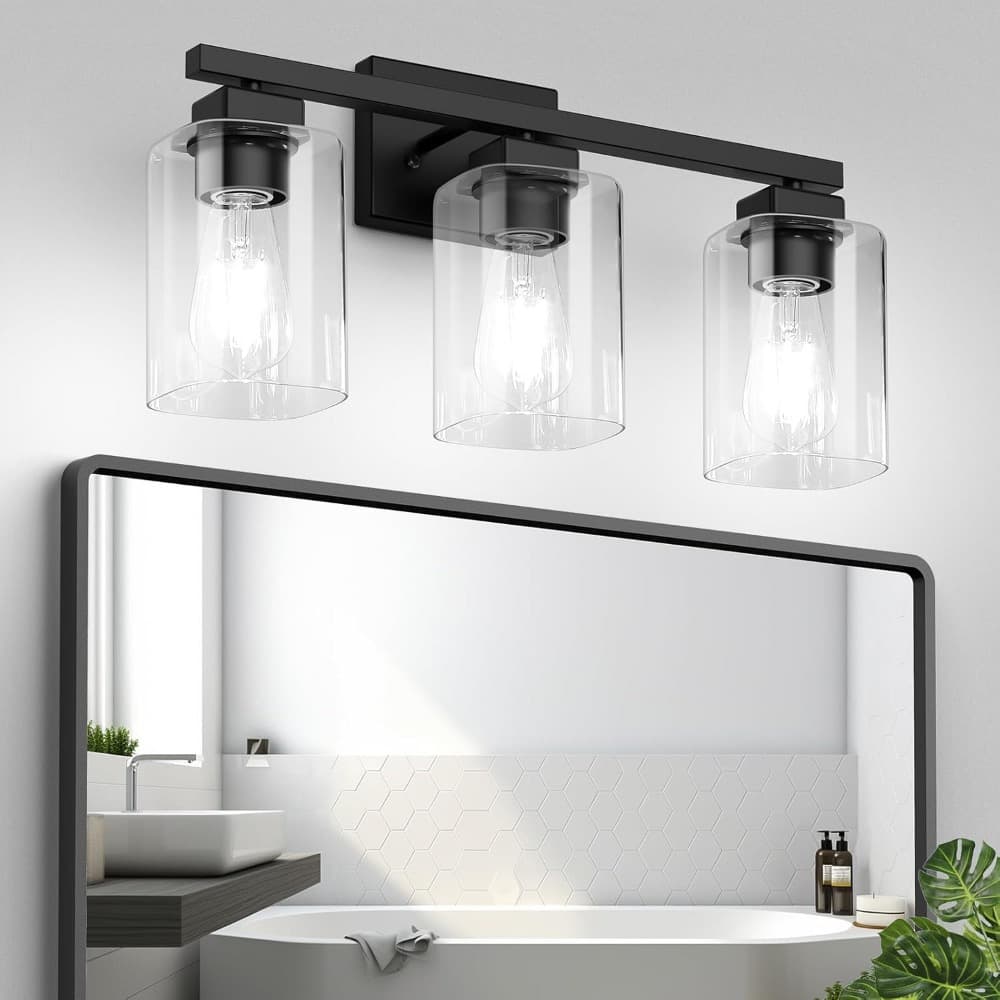 TEMU Modern Black Vanity Lights For Bathrooms, Featuring Three-light Fixtures, Ideal For Over Mirrors, And Suitable For Living Rooms, Bedrooms, And