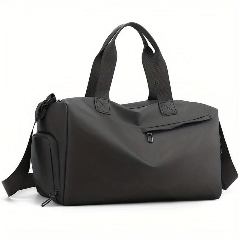 TEMU Black Oxford Gym Bag With Shoe Compartment – Spacious Weekend Travel & Fitness Sports Bag, Durable And Stylish For Casual Use, Gym Accessories