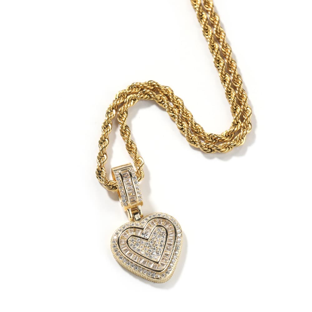 TEMU Luxury Heart-shaped Necklace Featuring A Love Pendant, Designed With Copper And Zirconia
