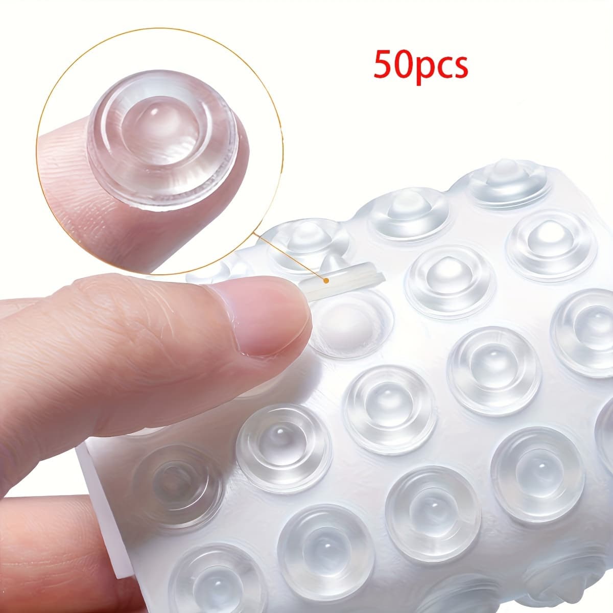 TEMU 50pcs Anti-collision Pads, Silent , Self-adhesive Cabinet Door Pads, Sticky Back Silent Furniture Transparent Anti-slip Anti-collision Adhesive