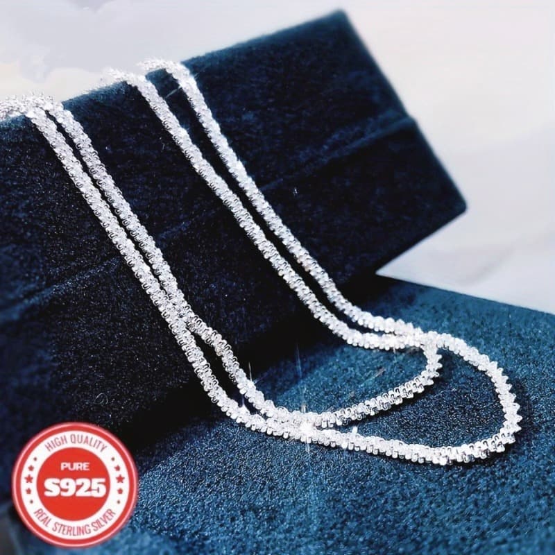 TEMU S925 Silver, Sparkling Necklace, Unisex, Fashionable And Trendy, Suitable For , , Birthday Gifts, Valentine's Day Gifts, Festivals, And Daily Wear