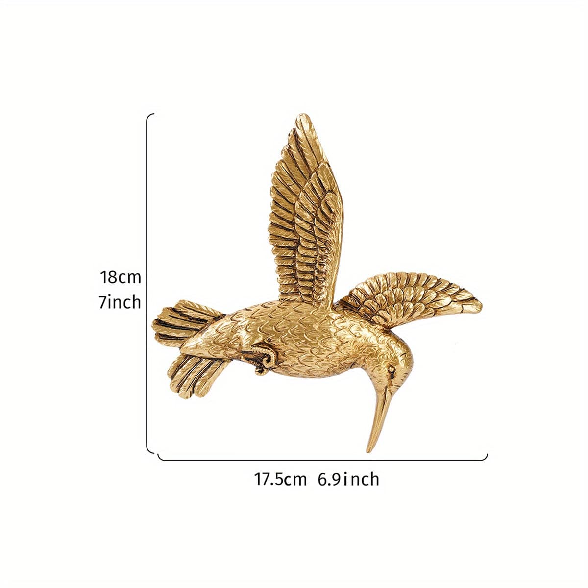 TEMU 1pc Resin Material Hummingbird In Flight Wall Hanging, Minimalist Golden Hummingbird Home Decor For Living Room, Dining Room, Party, Wedding, And Other Spaces