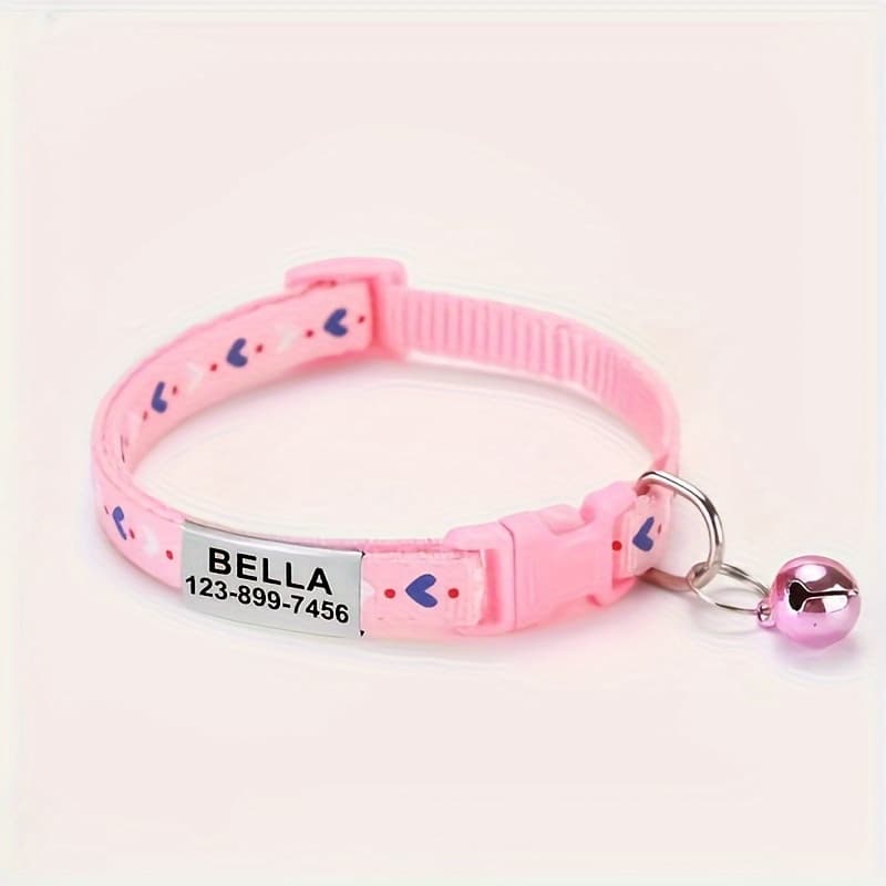 TEMU 1pc Personalized Cat Collar, Cute Kitten Puppy Pet Collar, With Customizable Cat Id Tag, Engraved With , Perfect Gift To Prevent Loss