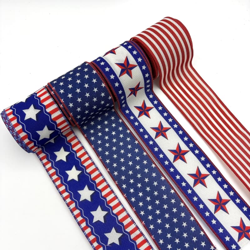 TEMU 20 Yards Patriotic Flag Wired Ribbon - Stars And For , Memorial Day Crafts, Gift Wrap, And Party Decorations Red, White, And Blue